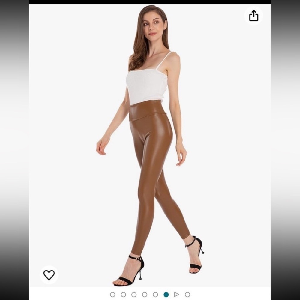 Ginasy Faux Leather Leggings for Tummy Control Stretch High Waist Pleather NWT